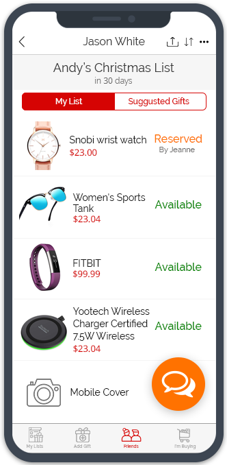 GiftList allows you to keep track of gifts you plan to buy or have bought for others